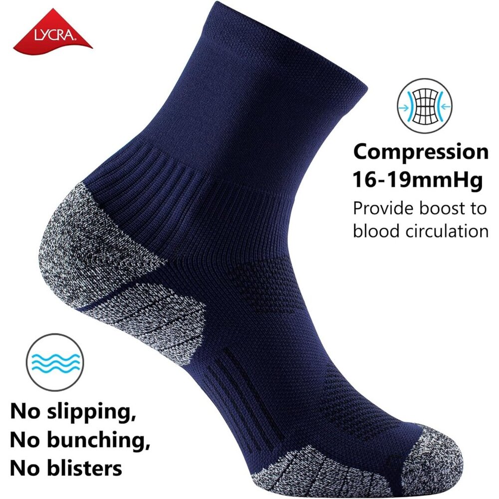Compression Athletic Quarter Socks Cushioned For … - image 3